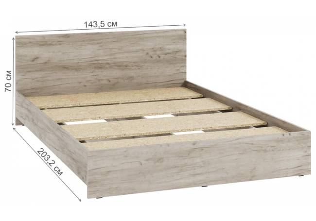 Кровать Адайн КР-140 140х200 дуб крафт серый / дуб крафт серый