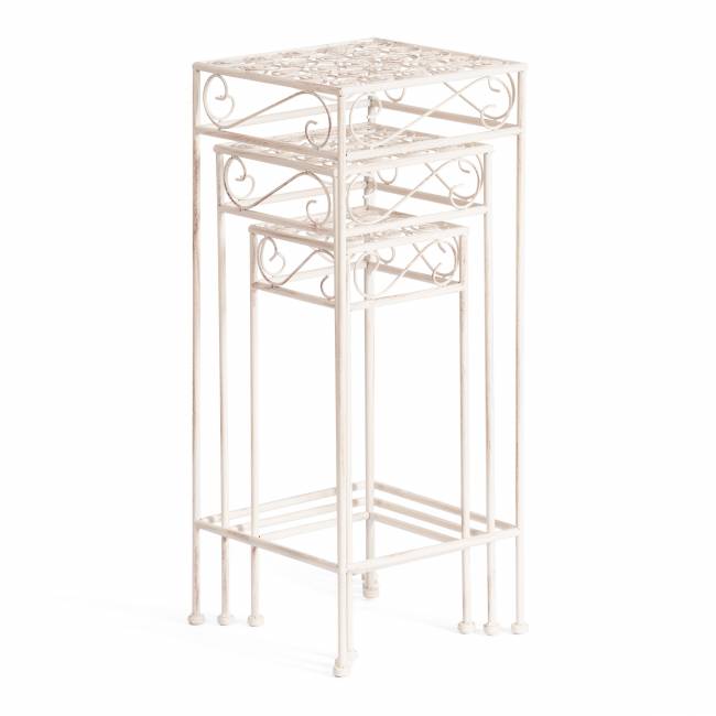 Столики Secret de Maison BEAUTY набор из 3-х штук ( mod. PL08-9993 ) металл, 30х70см/25х60см/20х50см, antique white antique white металл Столики Secret de Maison BEAUTY набор из 3-х штук ( mod. PL08-9993 ) металл, 30х70см/25х60см/20х50см, antique white antique white металл