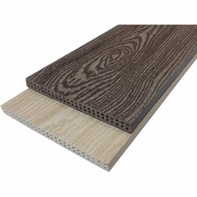 Подступёнок HOLZHOF с тиснением "Кольца дерева", 150*12*4000 мм, янтарь (песочный)