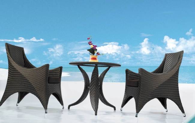 Комплект обеденный "Авила", из натурального ротанга, 1+2, черный.