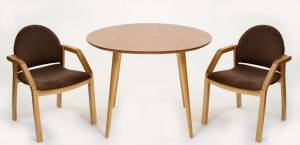 Стол Монте К 90 натур со стульями Джуно натур велюр коричневый Стол Монте К 90 натур со стульями Джуно натур велюр коричневый