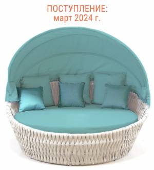Лаунж-диван плетеный Samui бежевый, белый, бирюзовый 1700х1800х800 мм