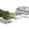 "Милан" лаунж-зона 4-местная плетеная из роупа (веревки), каркас алюминиевый светло-серый, роуп салатовый меланж "Милан" лаунж-зона 4-местная плетеная из роупа (веревки), каркас алюминиевый светло-серый, роуп салатовый меланж