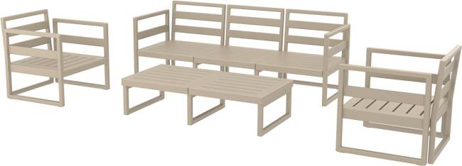 Комплект пластиковой мебели Mykonos XL бежевый, темно-серый