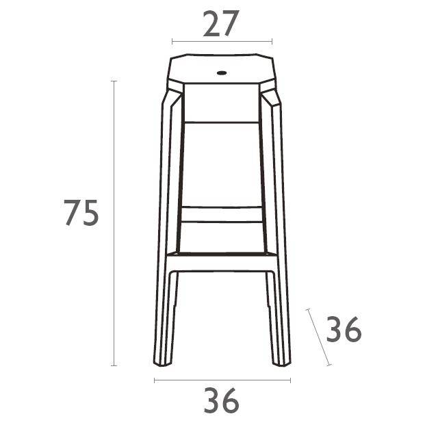 Табурет прозрачный барный Fox 75 янтарный 360х360х750 мм