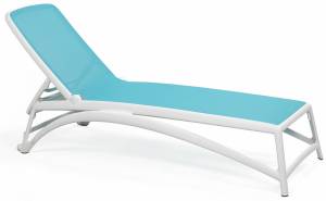 Шезлонг-лежак пластиковый Atlantico белый, голубой 1720-2040х700х350 мм