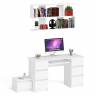 Двухтумбовый стол компьютерный Мори МС-2 с тумбочкой с ящиком и полкой на 1200 цвет белый