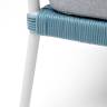 "Диего" кресло плетеное из роупа, каркас алюминий светло-серый (RAL7035) муар, роуп бирюзовый круглый, ткань светло-серая
