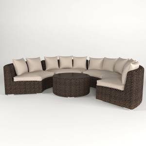 Диван модульный круглый "Малага", из искуственного ротанга,1+1, коричневый с черным