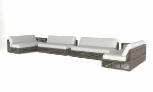 Диван модульный угловой "Канцлер", из искусственного ротанга, коричневый, темно-серый