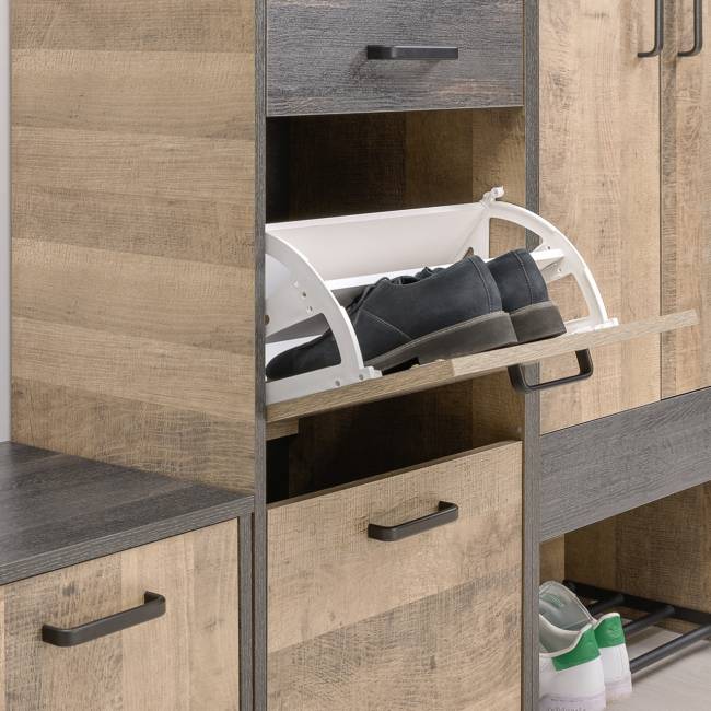 Зеркало Трувор с двумя обувницами с ящиками цвет дуб гранж песочный/интра