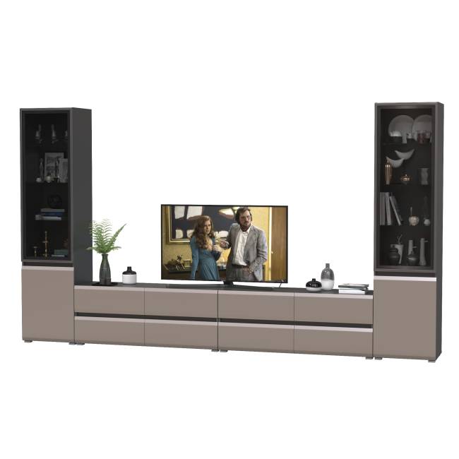 Гостиная Сидней № 130 цвет антрацит/МДФ веллюто капучино Гостиная Сидней № 130 цвет антрацит/МДФ веллюто капучино