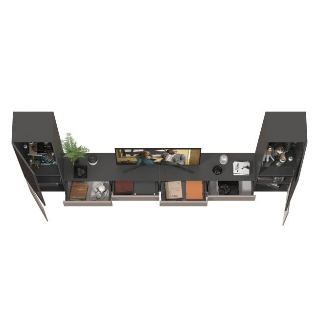 Гостиная Сидней № 130 цвет антрацит/МДФ веллюто капучино Гостиная Сидней № 130 цвет антрацит/МДФ веллюто капучино