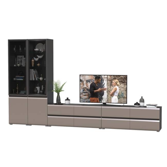 Гостиная Сидней № 130 цвет антрацит/МДФ веллюто капучино Гостиная Сидней № 130 цвет антрацит/МДФ веллюто капучино