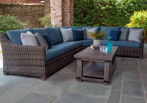 Диван модульный угловой "Авалон", из искусственного ротанга, серый, темно-серый