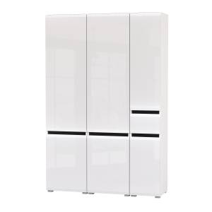 Два шкафа Сидней с дверками и один шкаф Сидней с ящиком цвет белый/чёрный/МДФ белый глянец