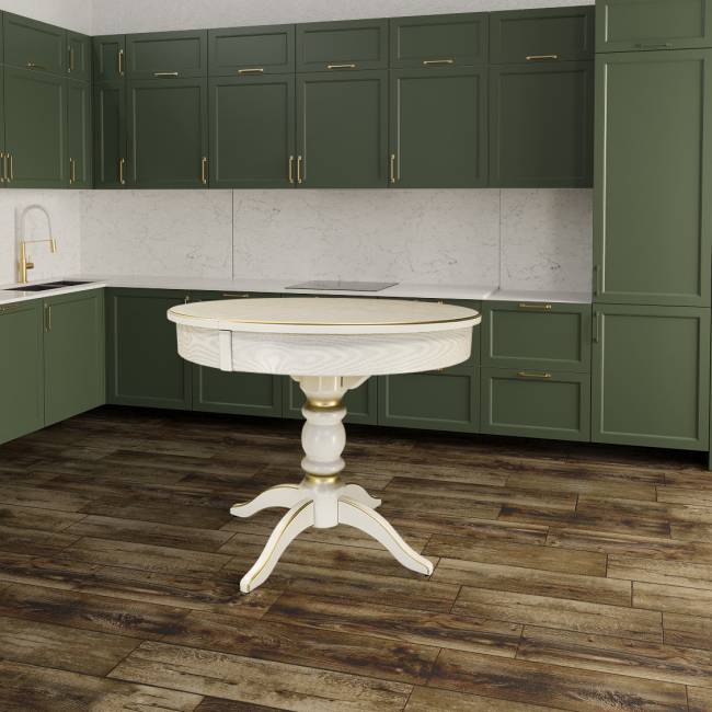 Стол обеденный Фидея 4 раздвижной слоновая кость/золото 90/130*90 Стол обеденный Фидея 4 раздвижной слоновая кость/золото 90/130*90