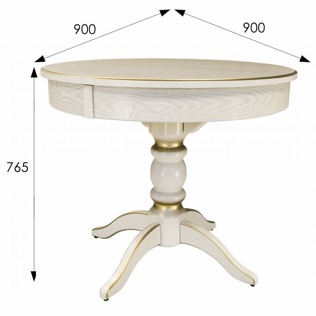 Стол обеденный Фидея 4 раздвижной слоновая кость/золото 90/130*90 Стол обеденный Фидея 4 раздвижной слоновая кость/золото 90/130*90