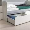 Детская кровать с ящиками Торонто с открытой полкой цвет белый шагрень/стальной серый