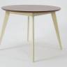Стол обеденный круглый Сканди К100, слоновая кость/орех