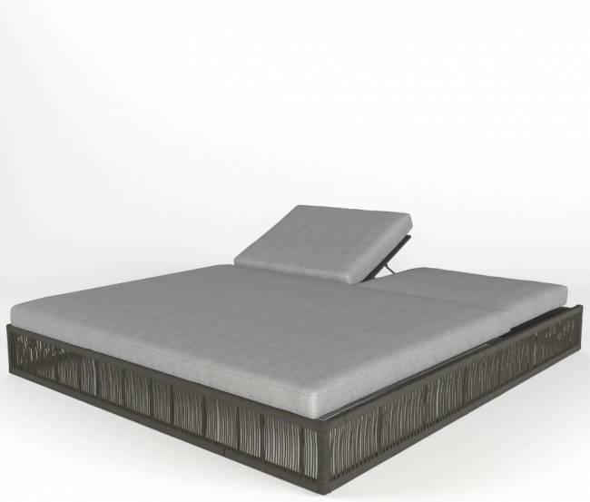 Лежак  "Канцлер", 2-х местный, из искусственного ротанга, коричневый, серый, темно-серый