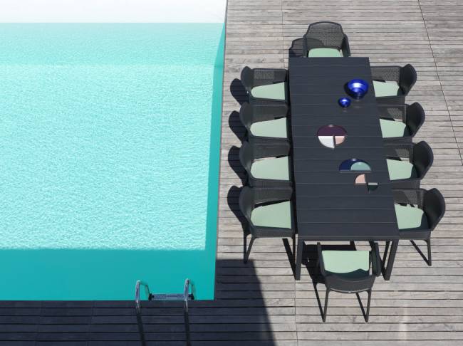 Стол пластиковый раздвижной Rio 210 Extensibile антрацит 2100-2800х1000х760 мм