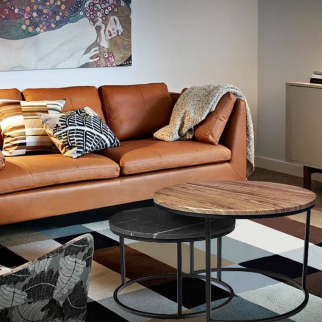 Набор кофейных столиков Tango белый мрамор с белыми ножками Набор кофейных столиков Tango белый мрамор с белыми ножками