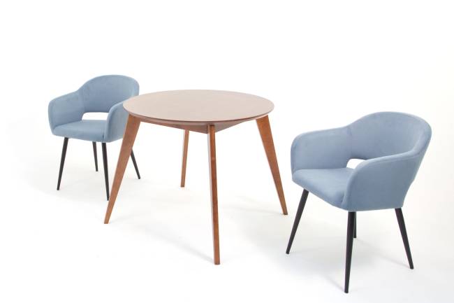 Стол Сканди К 100 орех с креслами Пичч велюр синий