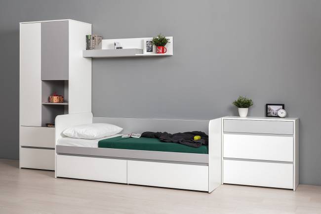 Комод Торонто 13.321 цвет белый шагрень/стальной серый Комод Торонто 13.321 цвет белый шагрень/стальной серый