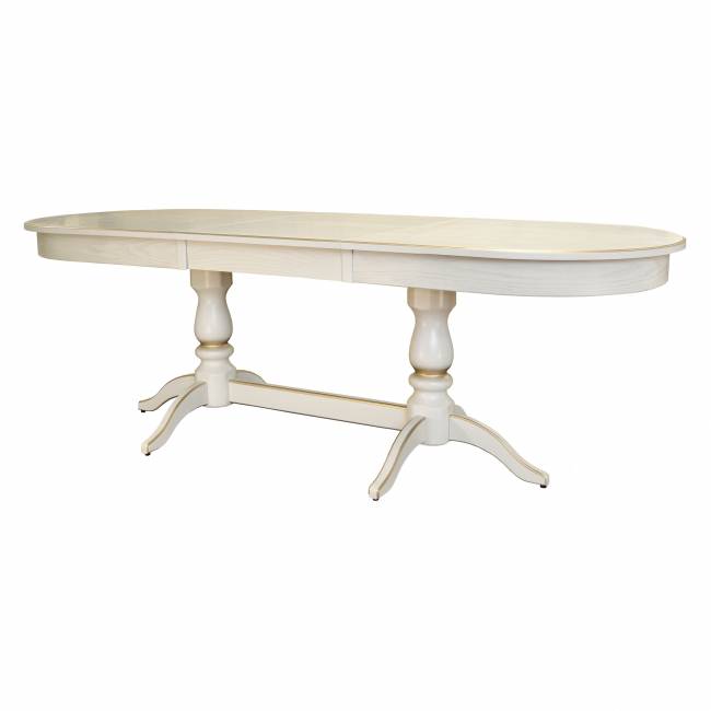 Стол обеденный Тарун 3 раздвижной слоновая кость/золото 150/200*84