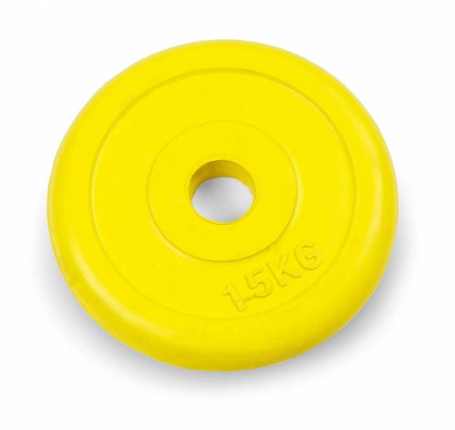 Диск обрезиненный 1,5 кг, "Atlas Sport", металлическая основа, (посад. диаметр 26 мм)