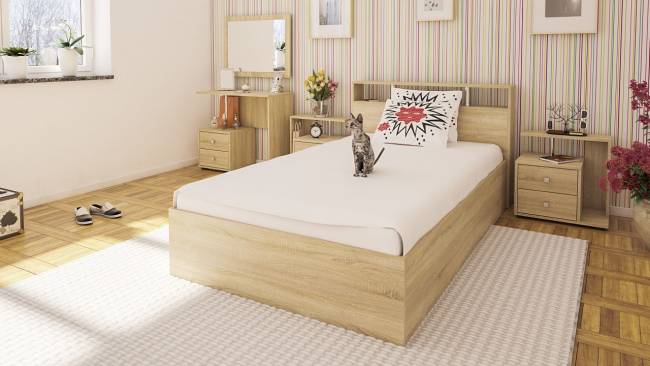 Кровать 1200 Камелия + две тумбы цвет дуб сонома