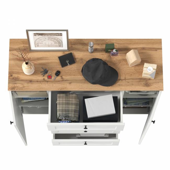 Комод Остин 16.221 цвет белый шагрень/дуб крафт золотой