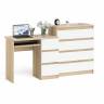 Стол компьютерный с ящиками МС-6 правый с комодом МК800 4 ящика Мори цвет дуб сонома/белый