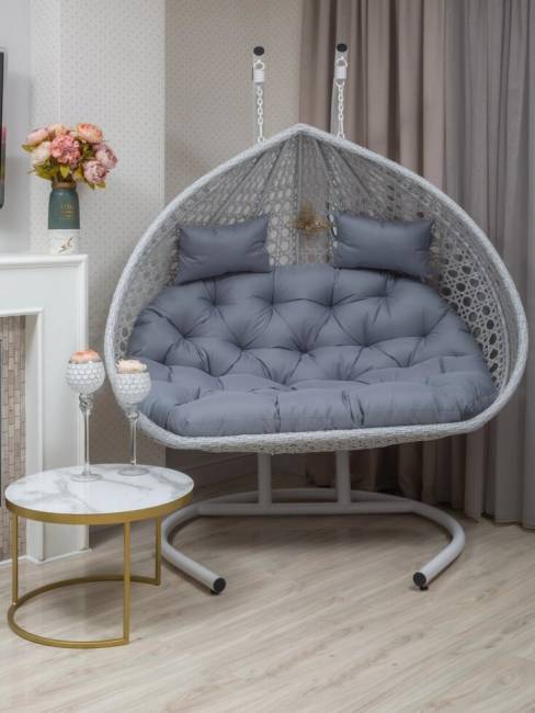 Подвесное двухместное кресло из искусственного ротанга "FRESCO GRANDE", белый