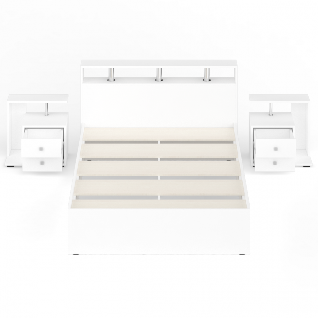 Кровать 1400 Камелия + две тумбы цвет белый