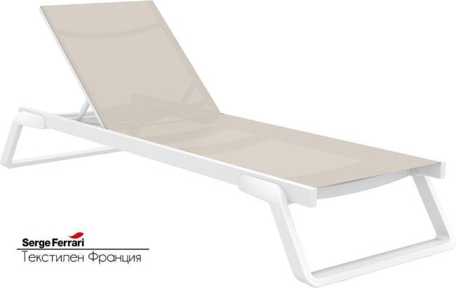 Шезлонг-лежак металлический Tropic белый, бежевый 2100х720х310 мм
