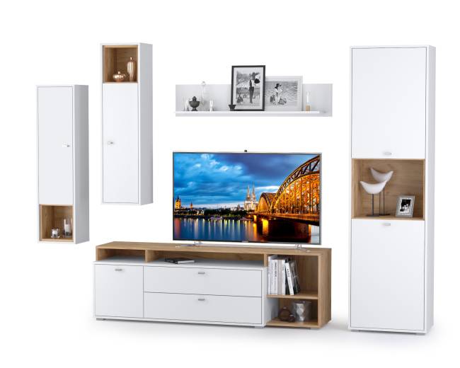 Стенка для гостиной Бэль № 04, цвет дуб крафт золотой/белый премиум Стенка для гостиной Бэль № 04, цвет дуб крафт золотой/белый премиум