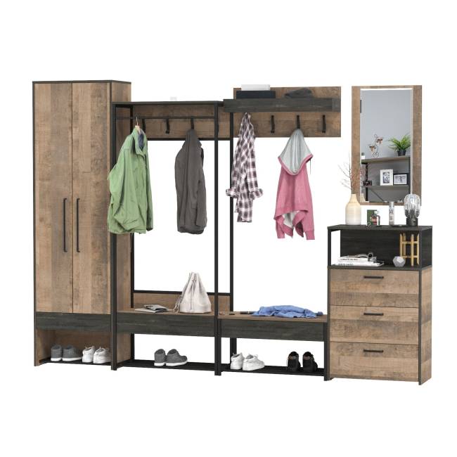 Вместительная прихожая Трувор № 244 цвет дуб гранж песочный/интра Вместительная прихожая Трувор № 244 цвет дуб гранж песочный/интра