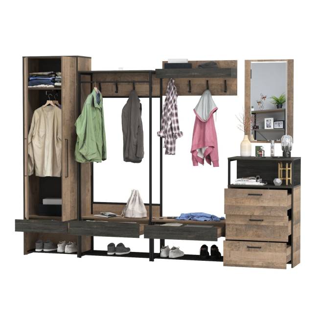 Вместительная прихожая Трувор № 244 цвет дуб гранж песочный/интра Вместительная прихожая Трувор № 244 цвет дуб гранж песочный/интра