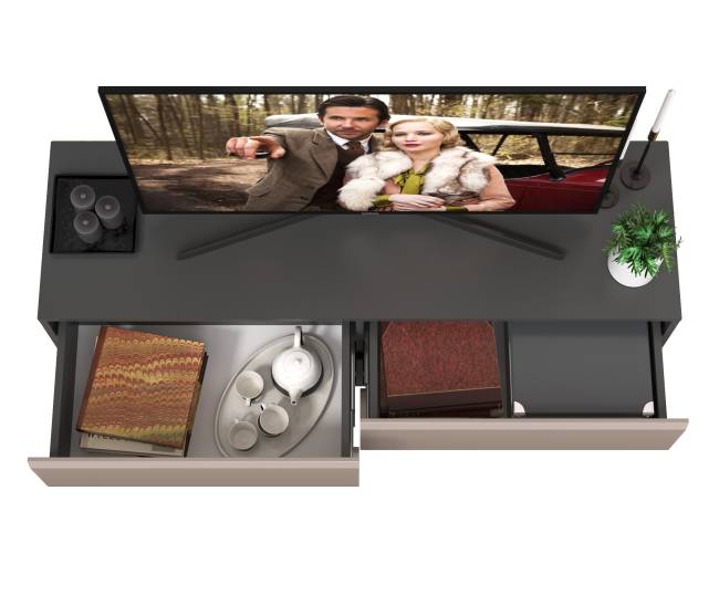 Тумба под ТВ Сидней 13.63 цвет антрацит/МДФ веллюто капучино