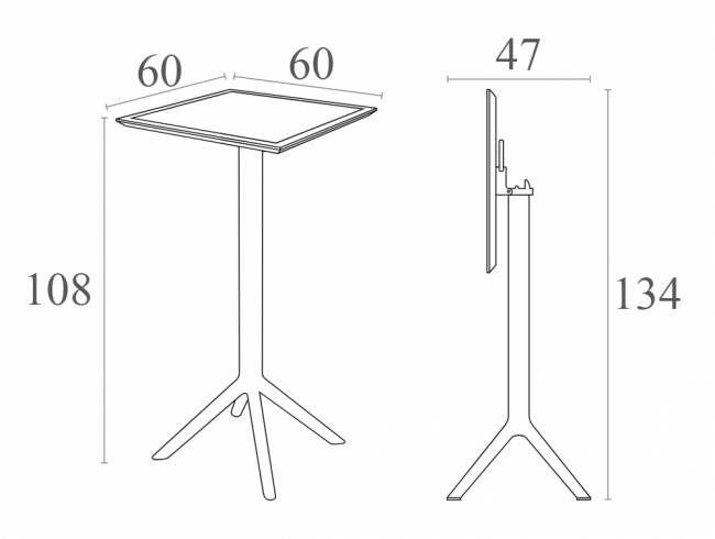 Стол пластиковый барный складной Sky Folding Bar Table 60 бежевый 600х600х1080 мм Стол пластиковый барный складной Sky Folding Bar Table 60 бежевый 600х600х1080 мм