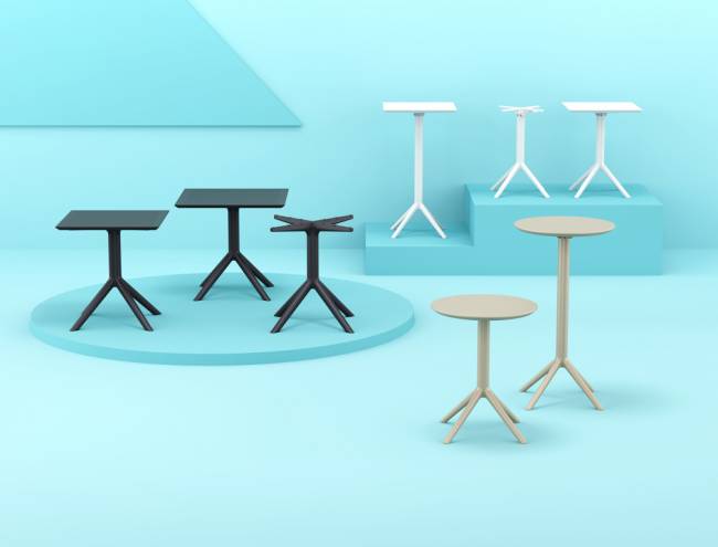 Стол пластиковый барный складной Sky Folding Bar Table 60 бежевый Ø600х1080 мм Стол пластиковый барный складной Sky Folding Bar Table 60 бежевый Ø600х1080 мм