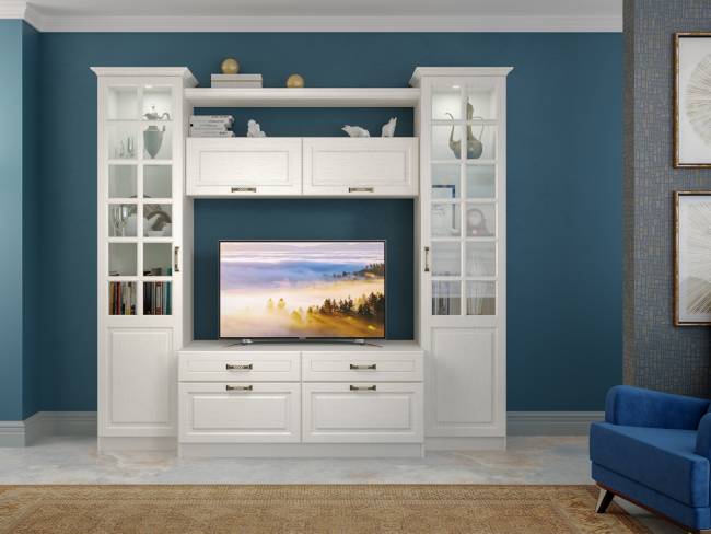 Пенал-витрина Ливерпуль цвет ясень ваниль/белый Пенал-витрина Ливерпуль цвет ясень ваниль/белый