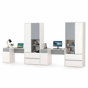 Для двоих детей молодёжная стенка Торонто цвет белый шагрень/стальной серый