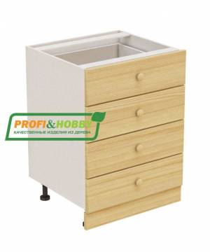 Тумба 4 ящика 600х530х720 + фасад сосна бесцветный лак Тумба 4 ящика 600х530х720 + фасад сосна бесцветный лак