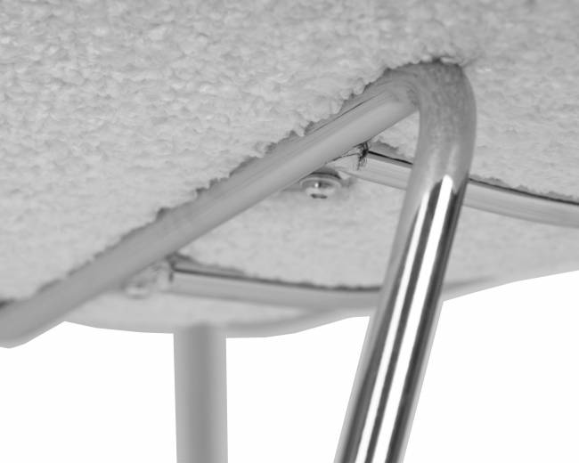 Кресло дизайнерское DOBRIN EMILY, белый (букле) ткань , хромированная сталь