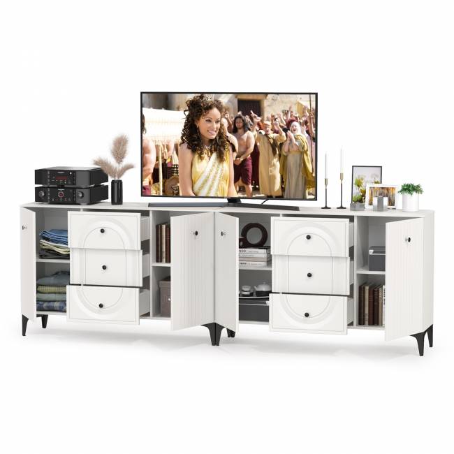 Два Комода Валенсия можно использовать как ТВ-тумбу цвет белый шагрень Два Комода Валенсия можно использовать как ТВ-тумбу цвет белый шагрень