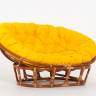 Кресло "MAMASAN" коньяк  желтая подушка