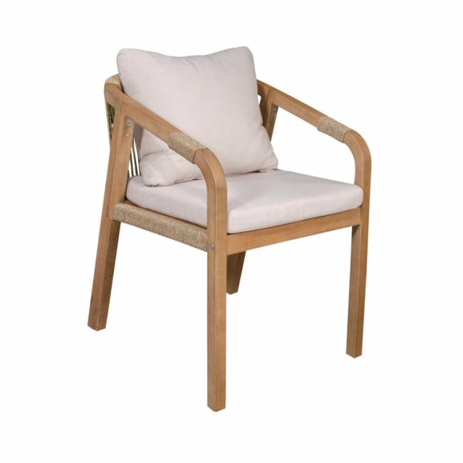 Кресло деревянное с подушками Rimini KD натуральный, бежевый 550х660х750 мм
